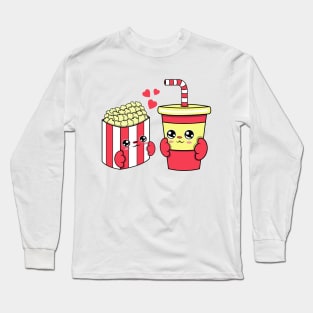 All i need is popcorn and soda, Kawaii popcorn and soda cartoon. Long Sleeve T-Shirt